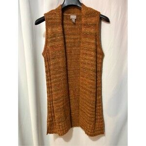 Chico's Sleeveless Open-Front Knit Vest in Rust